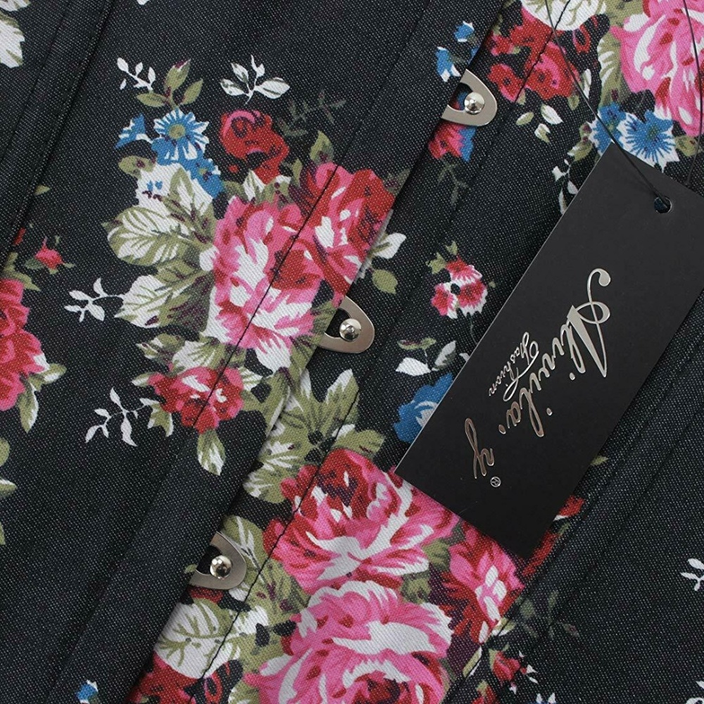 Floral Denim Overbust Corset Bustier Top - Picture 5 of 7